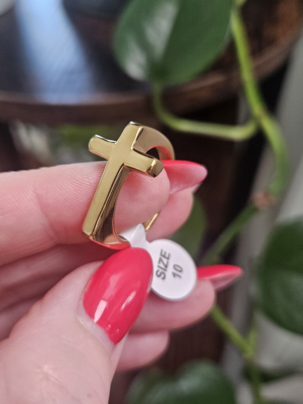 Gold Cross Ring - Women's Fashion Ring, Size 10